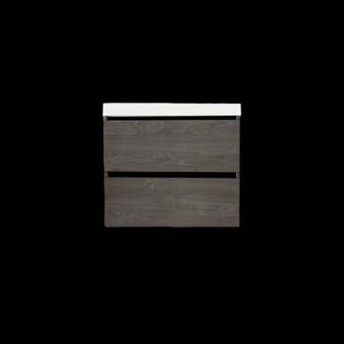 Onderkast Sanilux Trendline Met Greeplijst Mat Zwart 60x47x52 Cm Silver Oak 