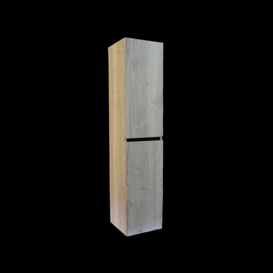 Kolomkast Sanilux Trendline Met Greeplijst Mat Zwart 160x35x35 Cm Naturel Oak