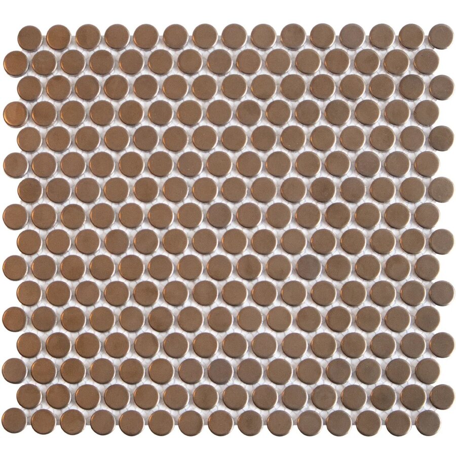 Mozaïek Venice Pennyround 31.5x29.4 cm Geglazuurd Porselein, Rond Brons Metallic (Prijs Per stuk)