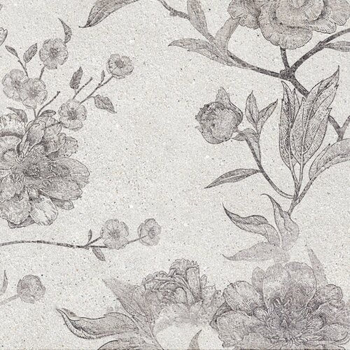 Wandtegel Cifre Ceramica Borneo 30x75 cm Betonlook Mat Wit Met Bloemen(Prijs per M2) 