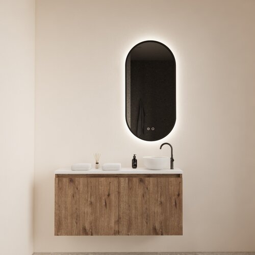 Fonteinmeubel BWS Meadow 100x50 cm Wellington Oak Incl. Topplaat Mat Wit 