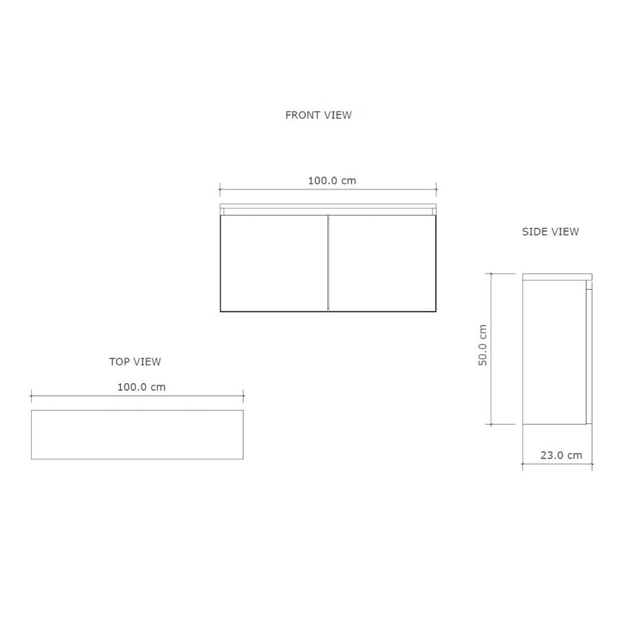 Fonteinmeubel BWS Meadow 100x50 cm Choco Eiken Incl. Topplaat Mat Wit