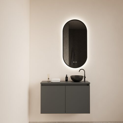 Fonteinmeubel BWS Meadow 80x50 cm Graphite Grijs Incl. Topplaat 