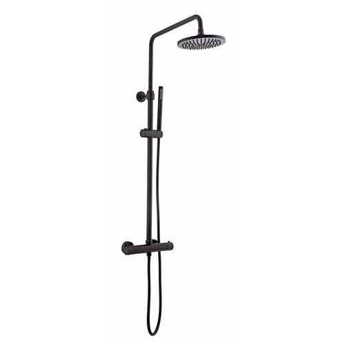 Regendoucheset Opbouw Sanilux Blair Thermostatisch Douchekop 30 cm Mat Zwart 