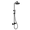 Sanilux Regendoucheset Opbouw Sanilux Blair Thermostatisch Geribbelde Knop Douchekop 25 cm Mat Zwart