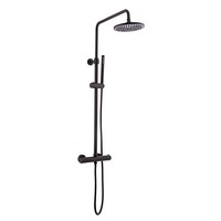 Regendoucheset Opbouw Sanilux Blair Thermostatisch Douchekop 25 cm Mat Zwart