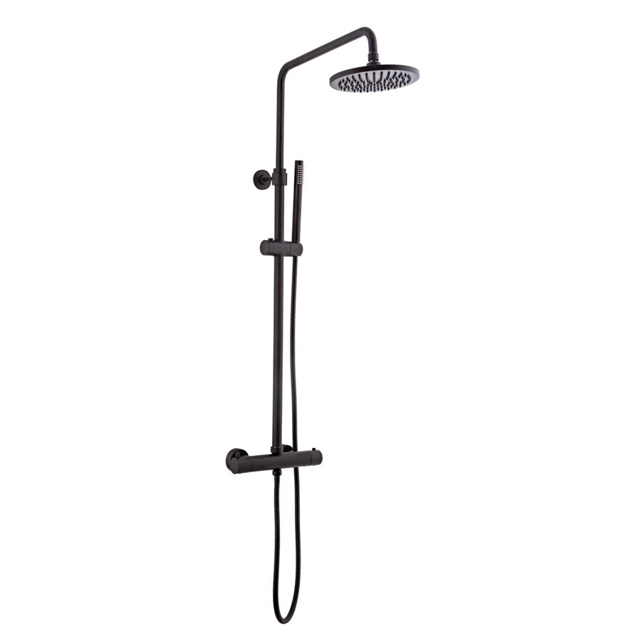 Regendoucheset Opbouw Sanilux Blair Thermostatisch Douchekop 25 cm Mat Zwart