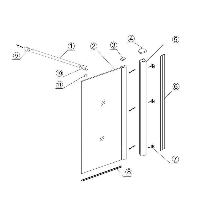 Inloopdouche BWS Loek 100x220 Cm 8 Mm Nano Coating Helder Glas Chroom