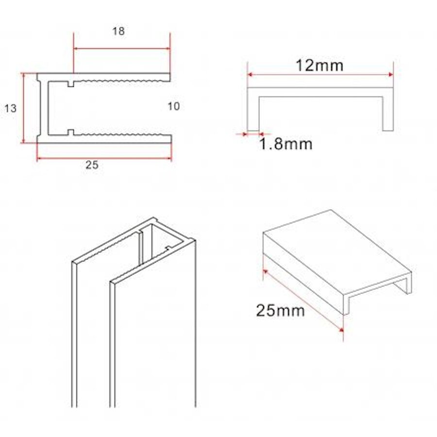 Profielset Met Stabilisatiestang BWS Smile 120cm Gunmetal