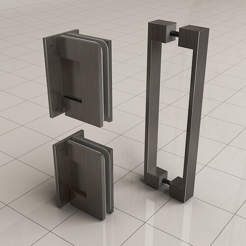 Scharnierset En Greep tbv Profielloze Nisdeur Wiesbaden Less Gunmetal 