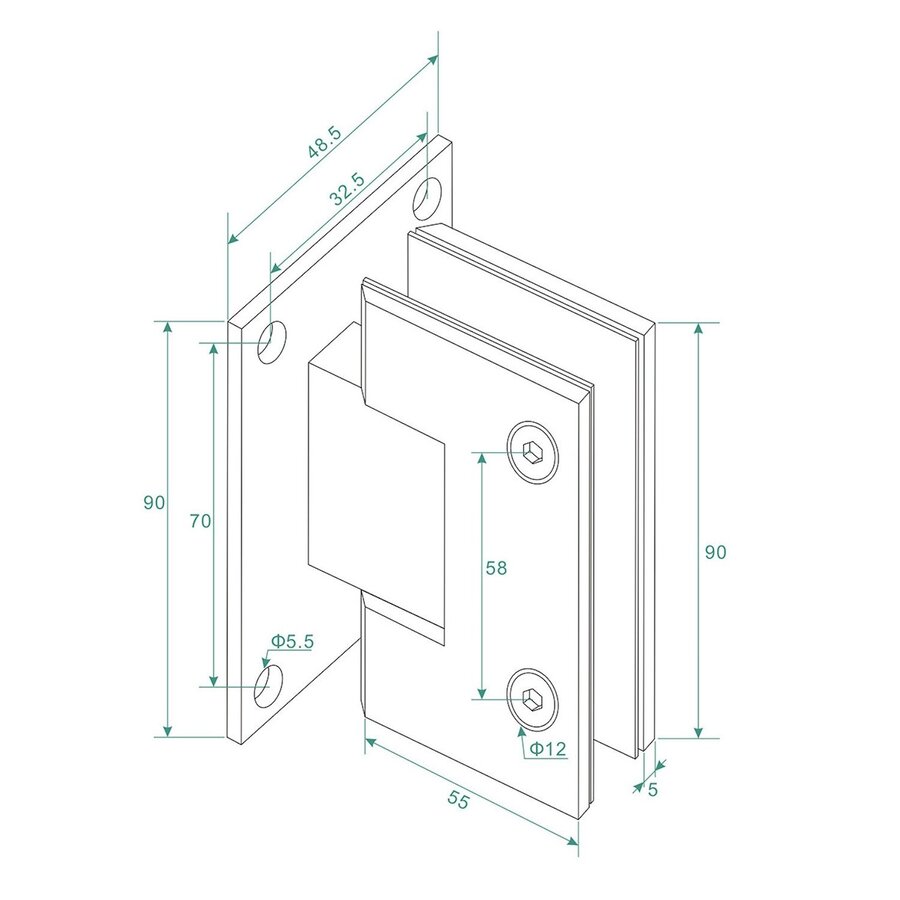 Scharnierset En Greep tbv Profielloze Nisdeur BWS Miley Gunmetal