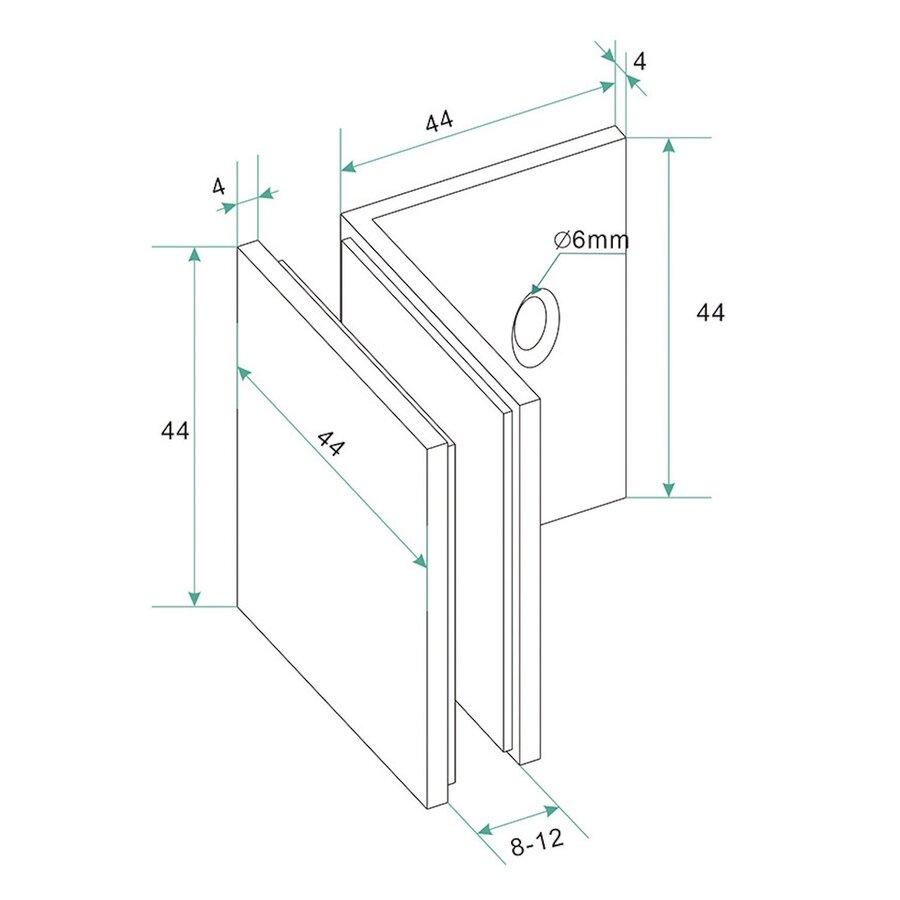 Glaskoppeling Set BWS Phan tbv profielloze Inloopdouche Gunmetal