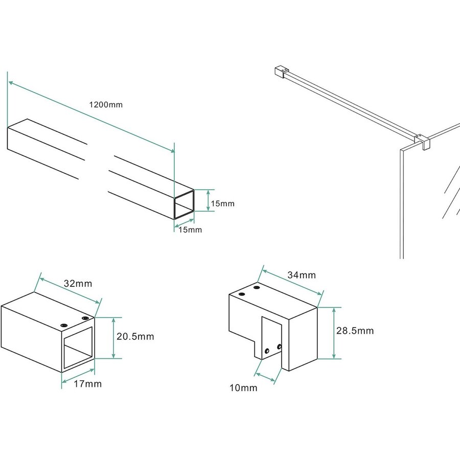 Stabilisatiestang Wiesbaden Slim 120 Cm Geborsteld Brons Koper