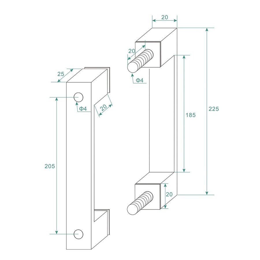 Scharnierset En Greep tbv Profielloze Nisdeur Wiesbaden Less Geborsteld Brons Koper