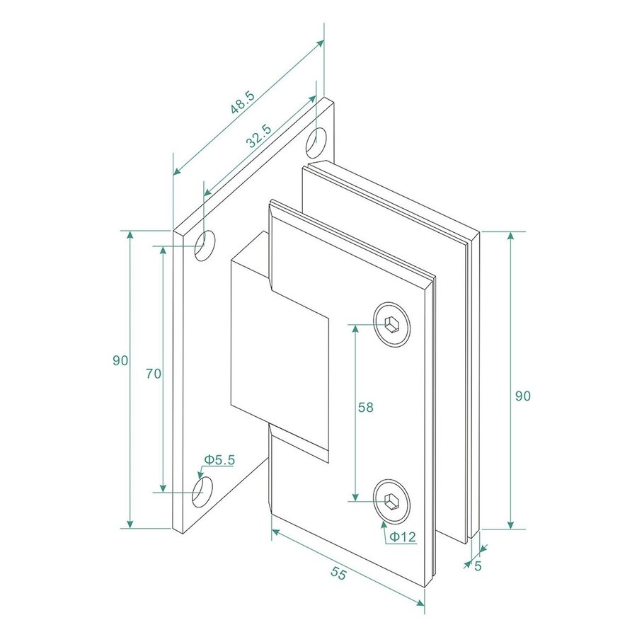Scharnierset En Greep tbv Profielloze Nisdeur Wiesbaden Less Geborsteld Brons Koper