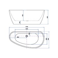 Vrijstaand Bad Luca Sanitair Primo Acryl 170x78x60 cm 260L Incl. Afvoerset Glans Wit