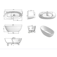 Vrijstaand Bad Luca Sanitair Vasca Solid Surface 170x76x57 cm incl. Afvoerset Mat Wit