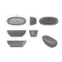 Vrijstaand Bad Luca Sanitair Vasca Solid Surface 180x80x60 cm incl. Afvoerset Castagno