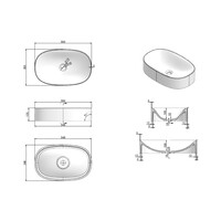 Waskom Luca Sanitair Tate 55x35x12,5 cm Solid Surface Mat Wit