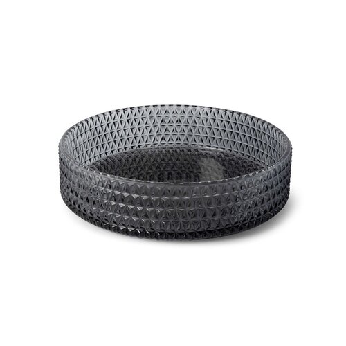 Waskom Luca Sanitair Vetro Rond 39,5x39,5x11 Transparant Glas Incl. Wastafelhouder Smoke 