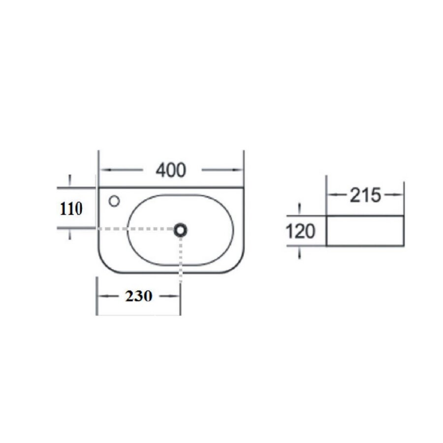 Fontein Luca Sanitair Ceramics 40x21,5x12 cm Keramiek Links Mat Wit