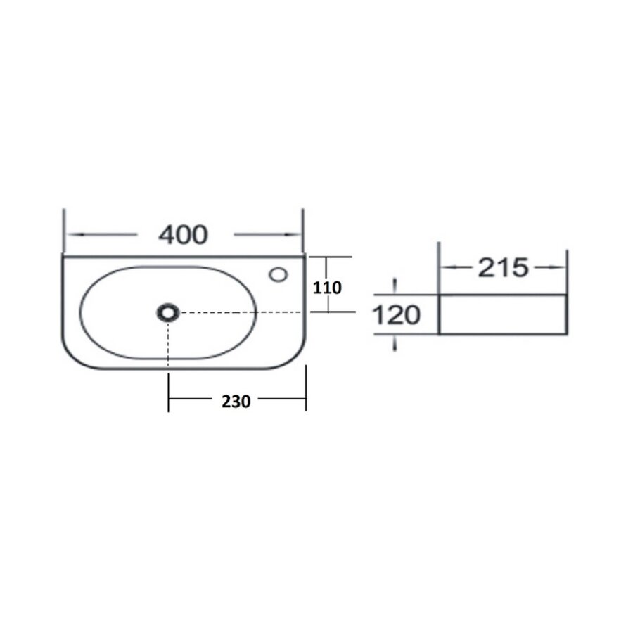 Fontein Luca Sanitair Ceramics 40x21,5x12 cm Keramiek Rechts Mat Zwart
