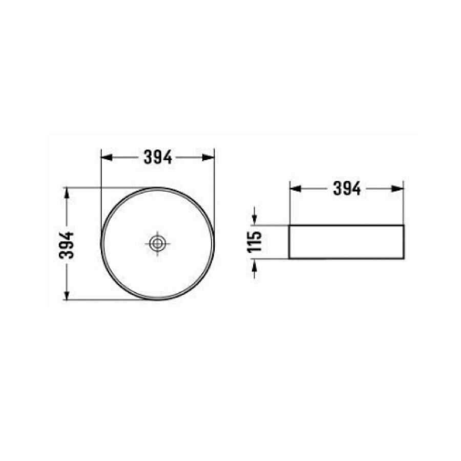 Waskom Luca Sanitair Ceramics Rond 39,4x39,4x11,5 Keramiek Mat Lichtgrijs