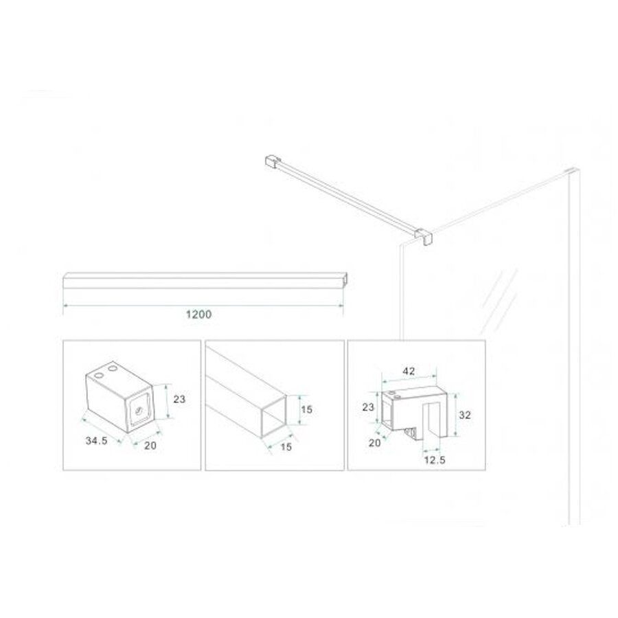 Profielset Met Stabilisatiestang BWS Smile 120cm Geborsteld Brons Koper