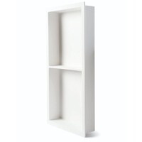 Inbouwnis Luca Sanitair Luva 59,5x29,5x7 cm Met 2 Schappen Solid Surface Mat Wit