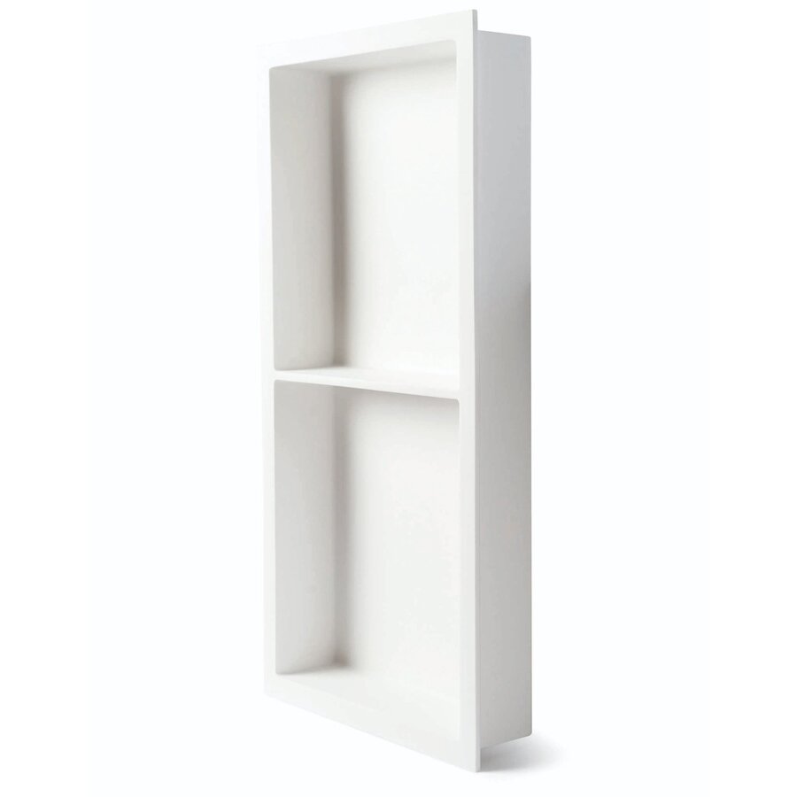 Inbouwnis Luca Sanitair Luva 59,5x29,5x7 cm Met 2 Schappen Solid Surface Mat Wit