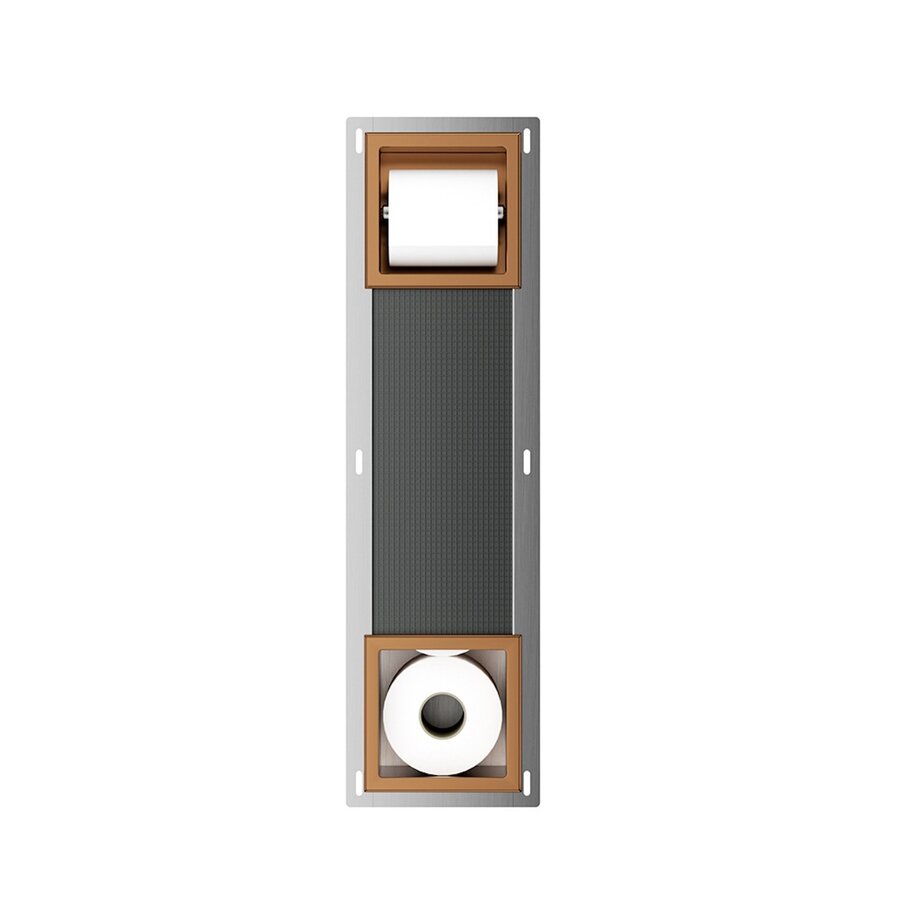 Toiletrolhouder Zonder Klep en Reserverolhouder Inbouw Wiesbaden Rocko Geborsteld Brons Koper