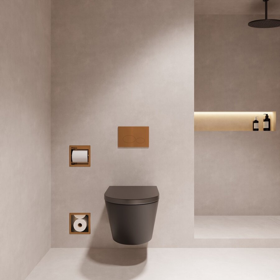 Toiletrolhouder Zonder Klep en Reserverolhouder Inbouw Wiesbaden Rocko Geborsteld Brons Koper
