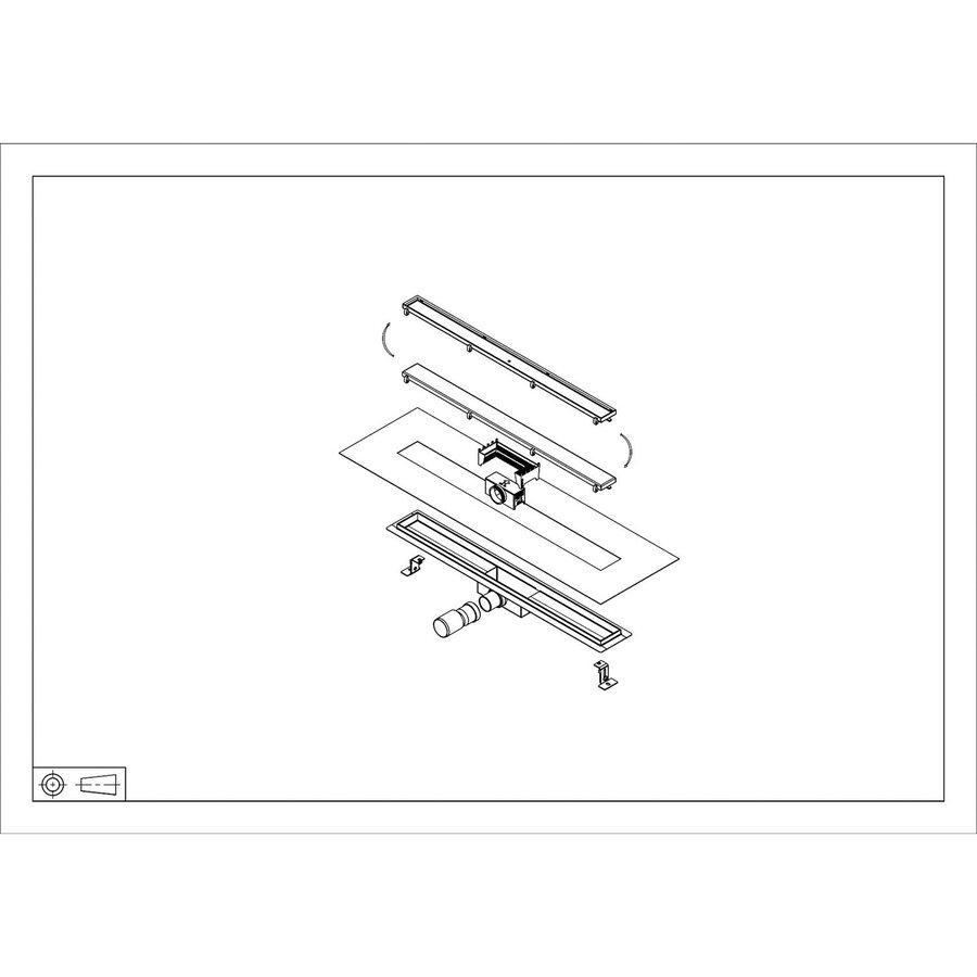 Douchegoot met Tegelrooster en Flens BWS Roos 70x7 Cm Geborsteld Messing