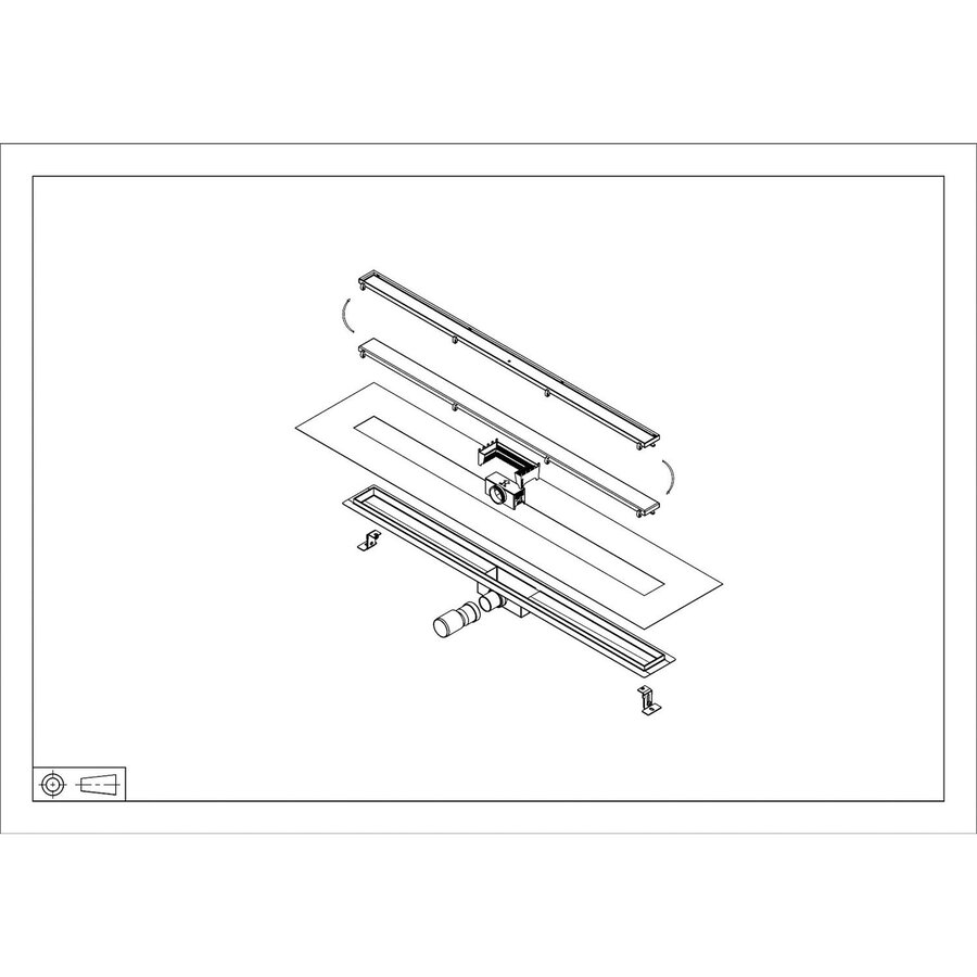 Douchegoot met Tegelrooster en Flens BWS Roos 100x7 Cm Geborsteld Messing