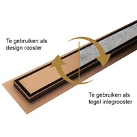 Douchegoot met Tegelrooster en Flens BWS Roos 90x7 Cm Geborsteld Brons Koper
