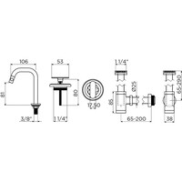 Fonteinset Clou Flush 3 Incl. Toebehoren 9x36 Cm Mat Grijs