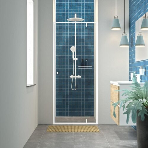 Draaideur Voor Nis Sealskin Contour 90x200 cm Helder Glas 6 mm Mat Wit 