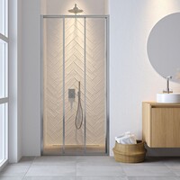 Schuifdeur Driedelig Sealskin Hooked 100x200 cm 6 mm Helder Glas Antikalk Zilver