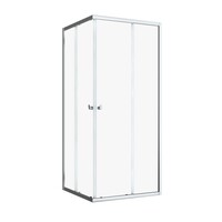 Douchecabine Sealskin Hooked Vierdelig Hoekinstap met Schuifdeuren 90x90x200 cm 6 mm Helder Glas Zilver