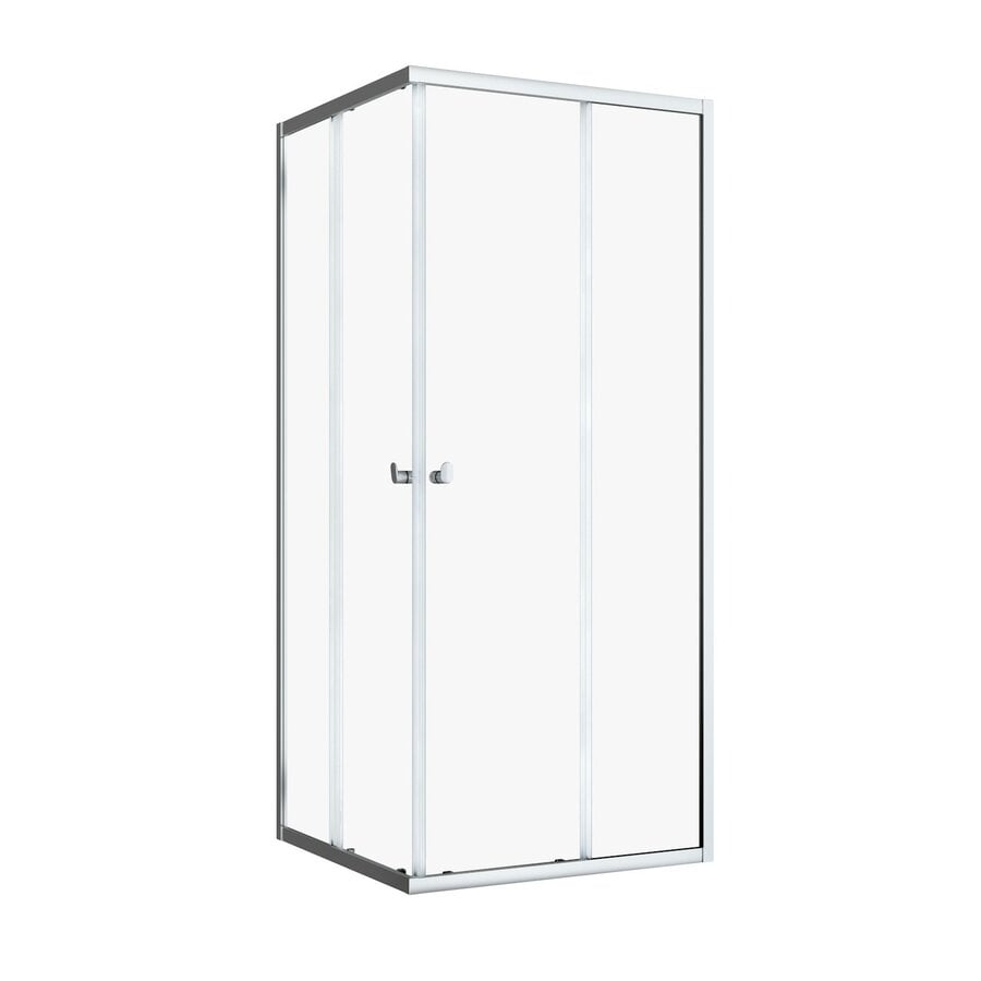 Douchecabine Sealskin Hooked Vierdelig Hoekinstap met Schuifdeuren 90x90x200 cm 6 mm Helder Glas Zilver