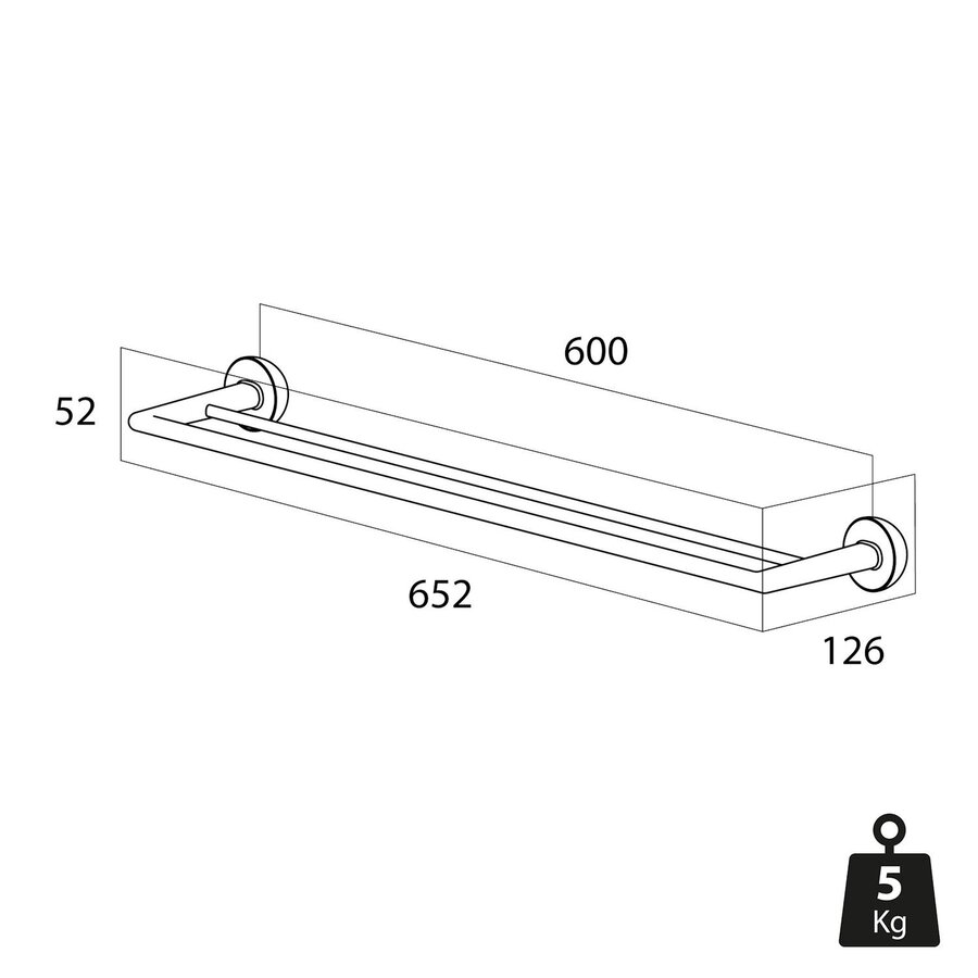 Handdoekrek Tiger Cooper Dubbel 65,2 cm Geborsteld RVS