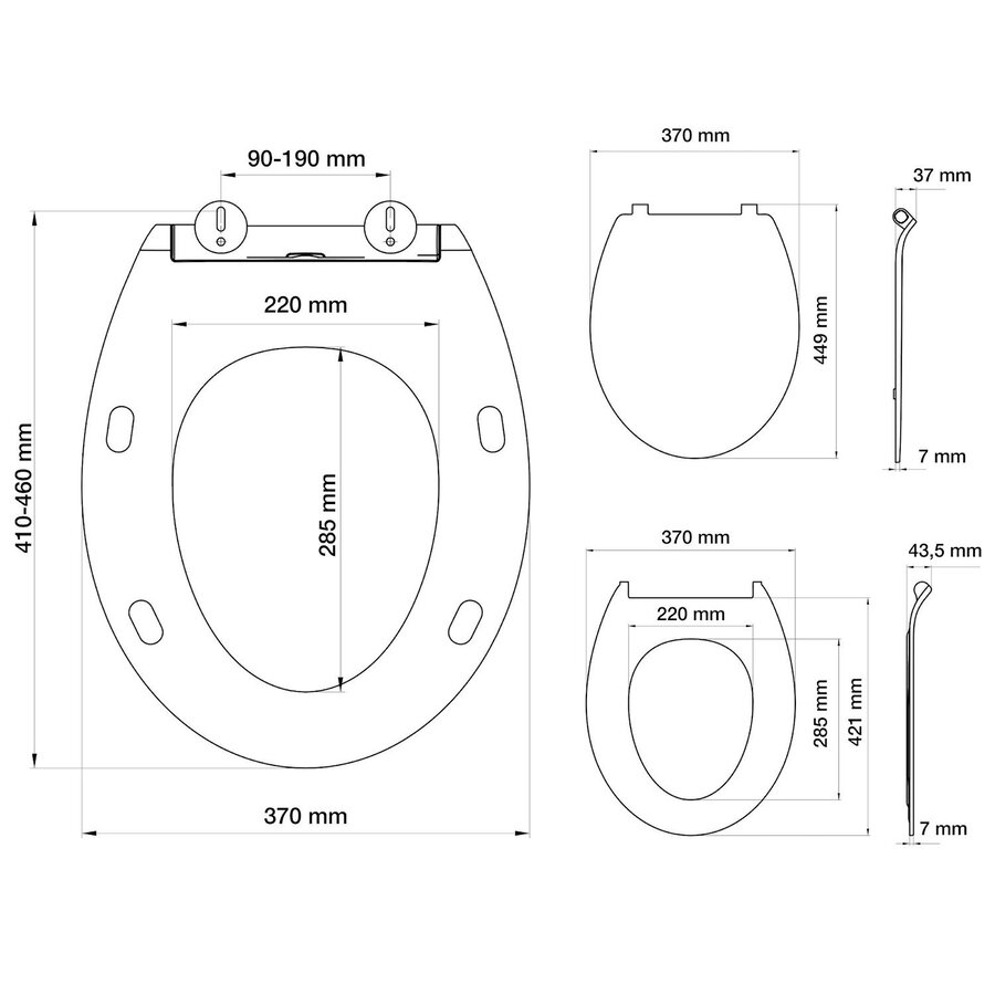 Toiletbril Met Deksel Tiger Estoril Duroplast Wit