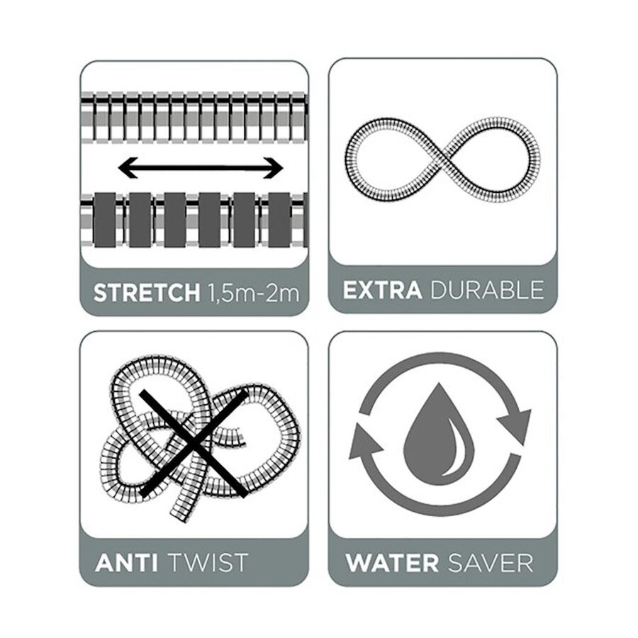 Doucheslang Tiger Excellence Uitrekbaar 150-200 cm RVS Geborsteld