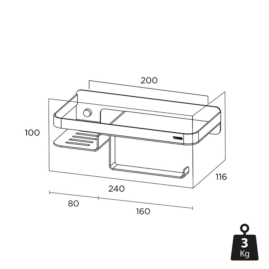 Toiletrolhouder Tiger Caddy Met Planchet Chroom