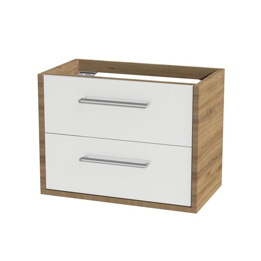 Tiger Boston Wastafelonderkast 80 cm Hoogglans Wit Chalet Eik