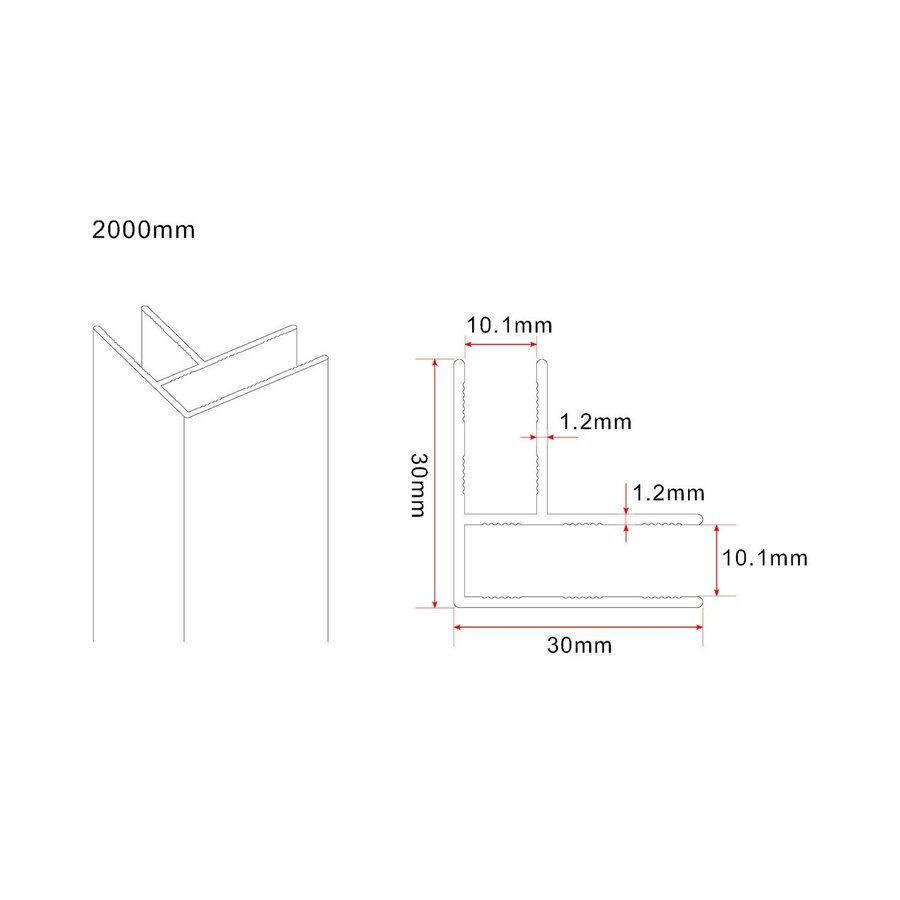 Hoekprofiel Wiesbaden Slim 200x1 Cm Gunmetal