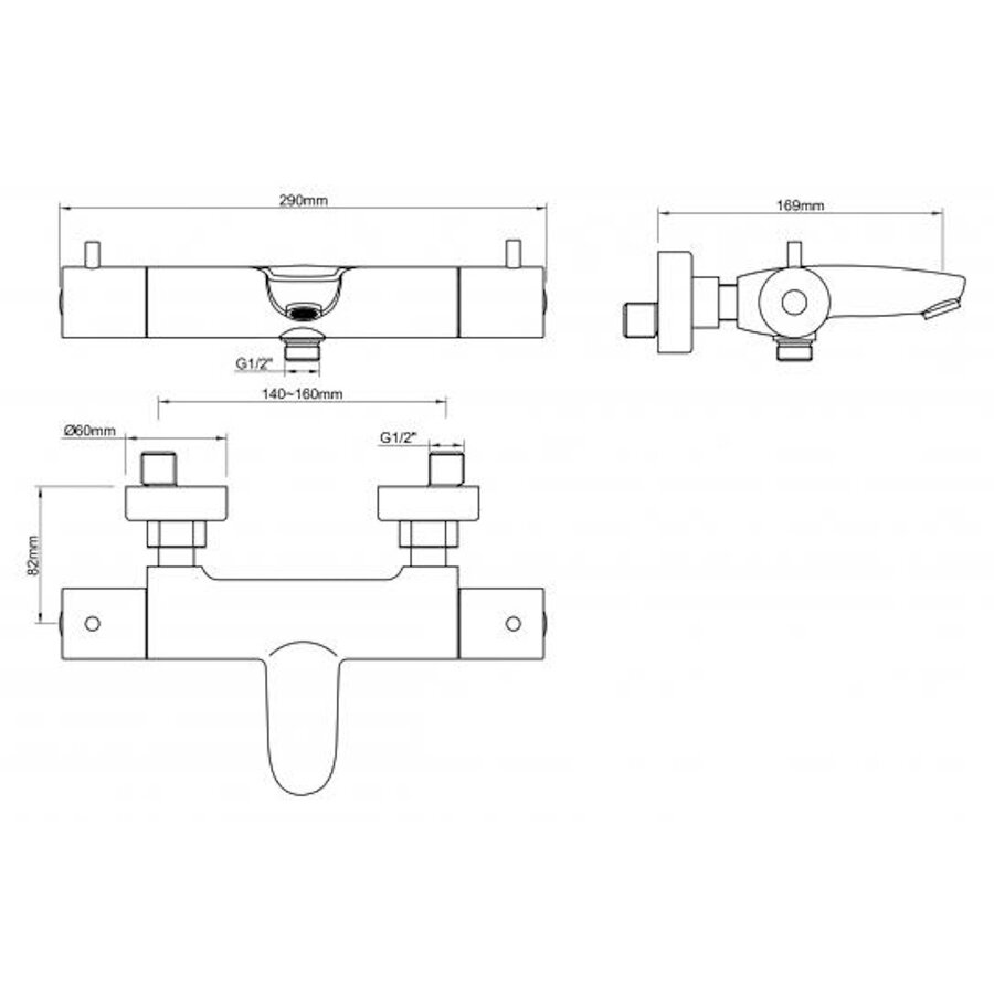 Badmengkraan Thermostatisch Wiesbaden Caral Geborsteld Brons Koper