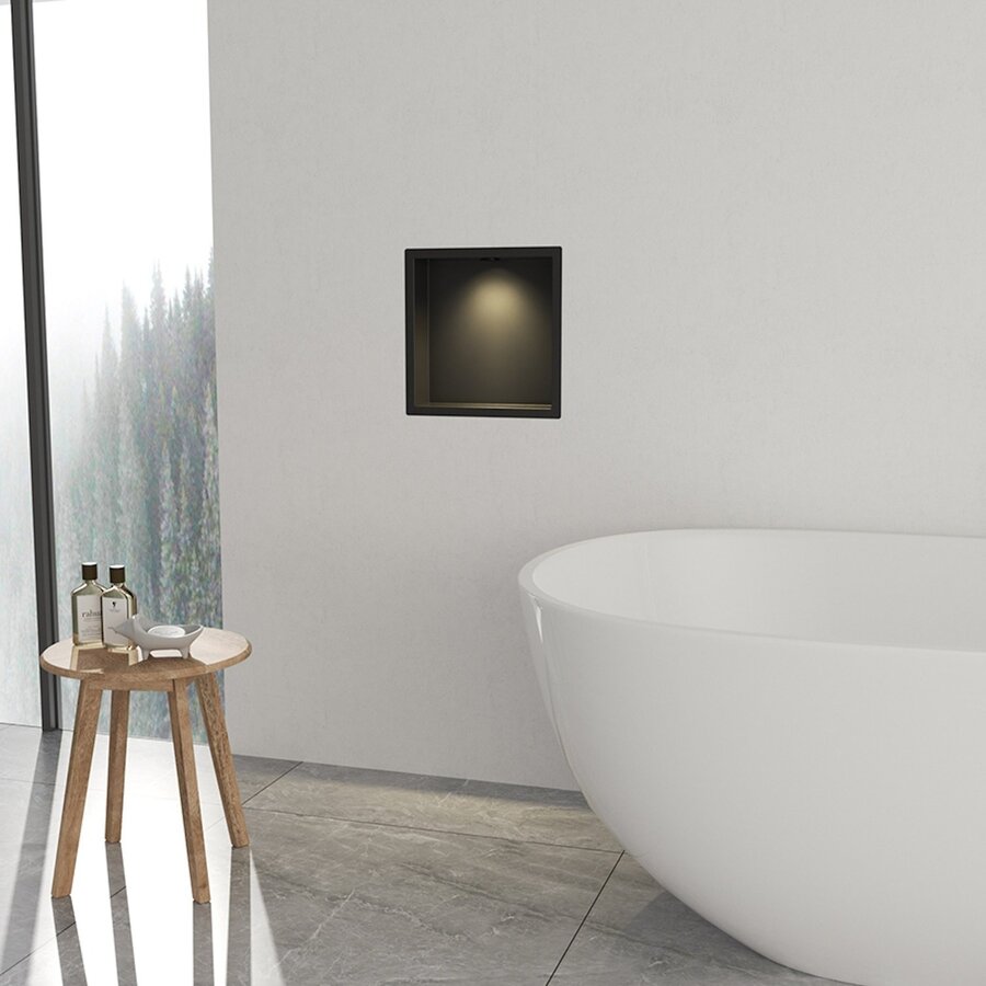 Inbouwnis Wiesbaden Demis 30x30x7cm Met Led Mat Zwart