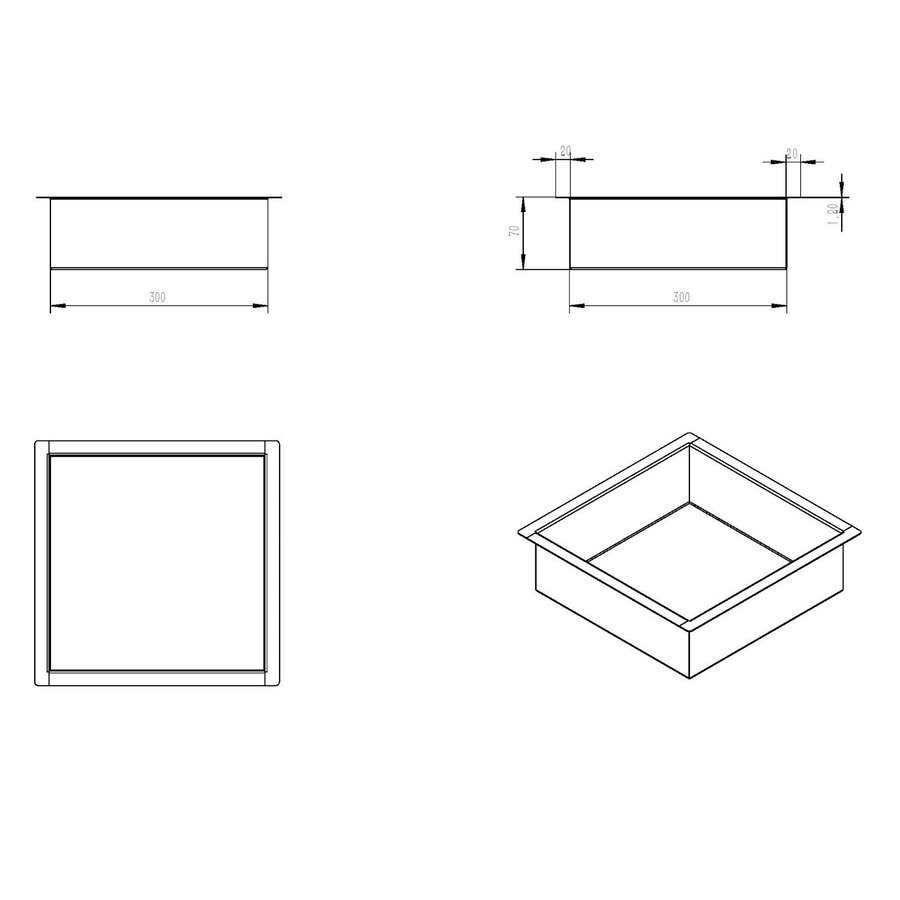 Inbouwnis Wiesbaden Demis 30x30x7cm Met Led Mat Zwart