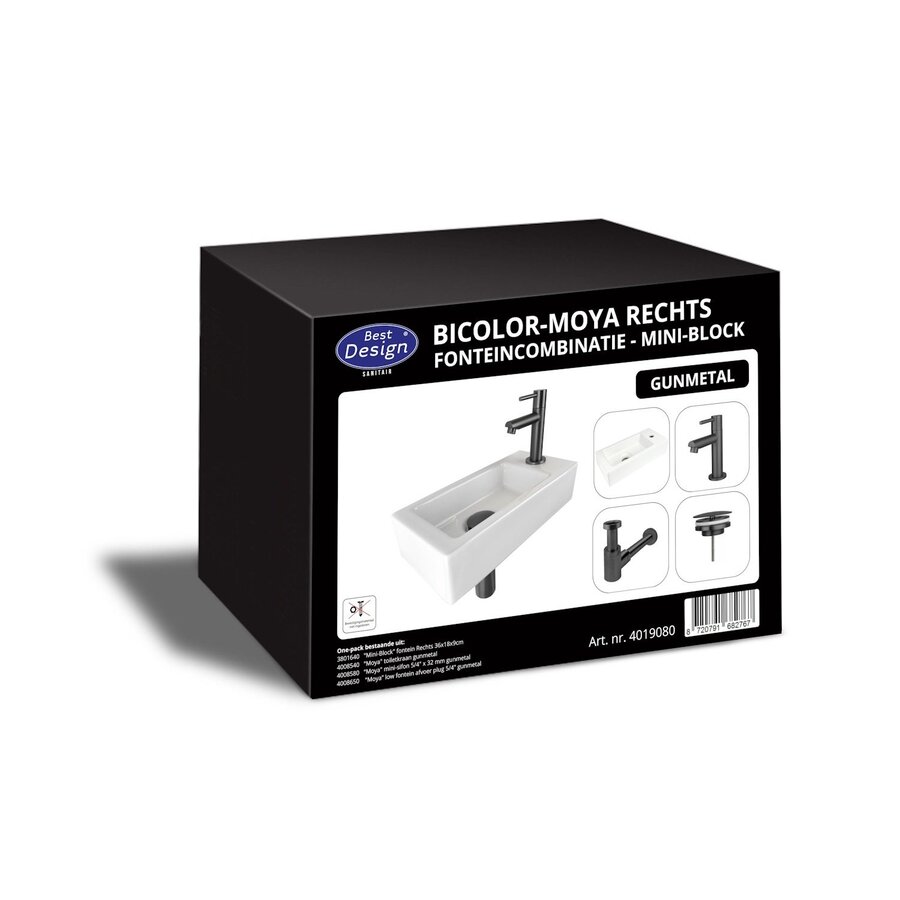 Fonteinpack Best Design Maya Mini Block Rechts Gunmetal
